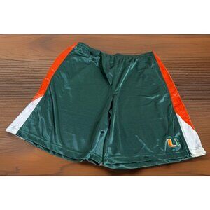 NCAA KA Inc Miami Hurricane Men XL Green Athletic Shorts Shiny 9" Inseam EUC